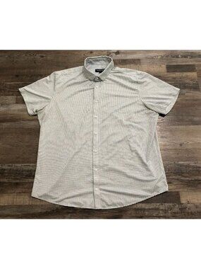 Mizzen + Main Mens XL Classic Fit White & Navy Checkered Geo Button Up Shirt